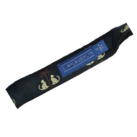 McLaughlin Grosgrain Fabric Black Leopard Cheetah Safari Adjustable Loop Belt S